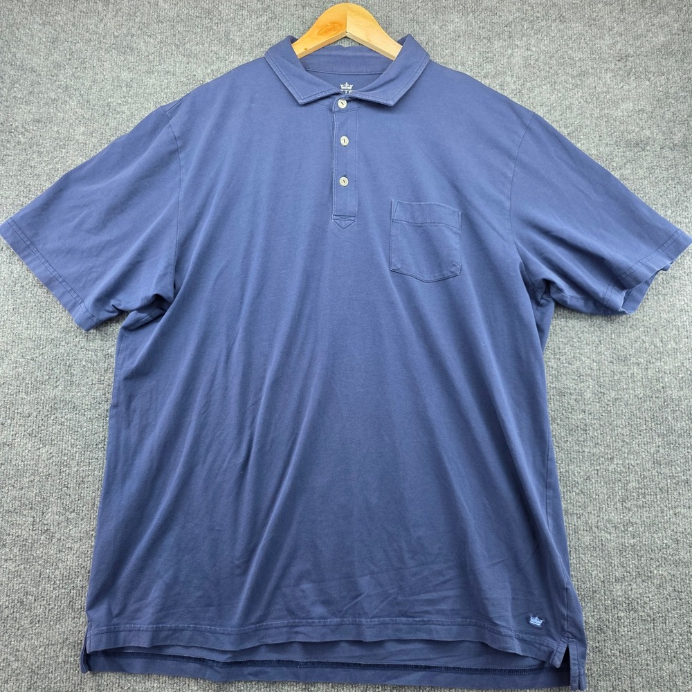 Peter Millar Seaside Wash Mens XL Blue Cotton Stretch Pocket Polo MS18K70P